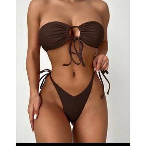 Shein brown bandeau bikini swimsuit- size Small
